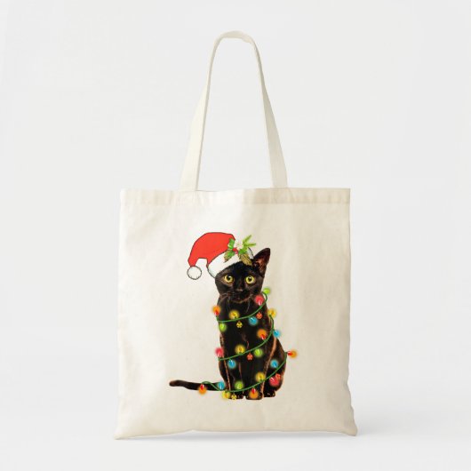 Kat met kerstmis Funny Meowy kerstboomkat Tote Bag (Voorkant)