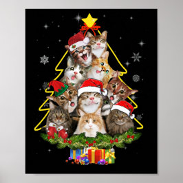 Kat met kerstmis Funny Shirt Meowy kerstboomkat Poster