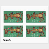 Kat met kerstmis in luchten rechthoekige sticker (Vel)