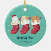 Kat met kerstmis Kat Snowy Winter Holiday Keramisch Ornament (Achterkant)