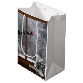 Kat met kerstmis rode stip rendier medium cadeauzakje (Voorkant Gekanteld)