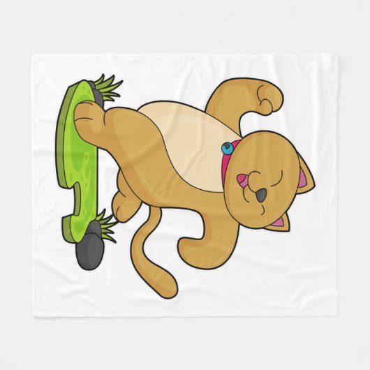 Kat met keuker tijdens gebruik fleece deken (Voorkant (Horizontaal))