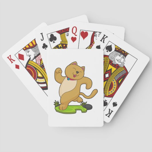 Kat met keuker tijdens gebruik pokerkaarten (Achterkant)
