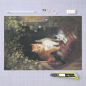 Kat met Kittens (1844) van Henriëtte Ronner Tissuepapier (Craft)