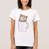Kat met koffie-mok t-shirt (Voorkant)