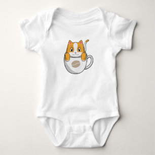 Kat met koffiebeker romper