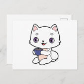 Kat met kopje koffie briefkaart (Voorkant / Achterkant)