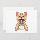 Kat met kopje koffie briefkaart (Voorkant / Achterkant)