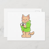 Kat met kopje koffie & pyjama briefkaart (Voorkant / Achterkant)