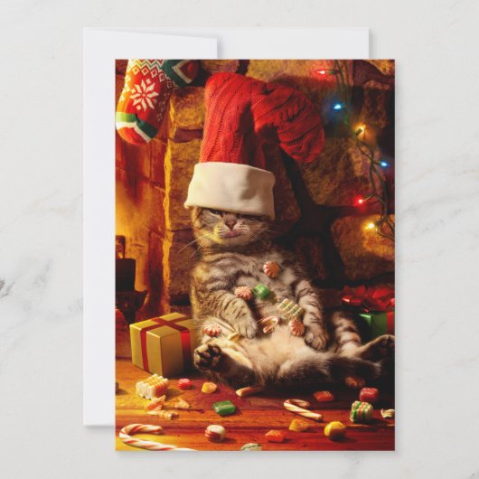 Kat Met Kous Op Hoofd Kaart (Voorkant)
