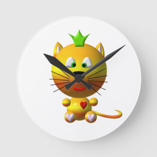 Kat met kroon ronde klok