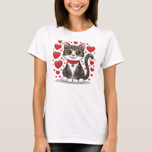 Kat met liefdessymbolen Clipart-85245 T-shirt
