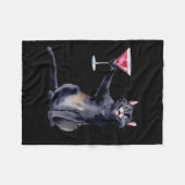 Kat met Martini GL staart Fleece Deken (Voorkant (Horizontaal))