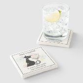 Kat met Martini Glass Stone Onderzetter (Zijkant)