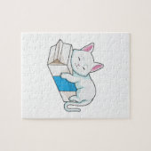 Kat met melk legpuzzel (Horizontaal)