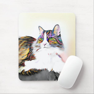 Kat met mooie regenboogvacht muismat
