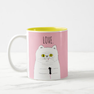 Kat met muis Blush roze LOVE Mok