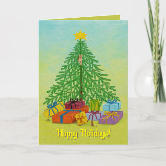 Kat met Muis en Kerst Kaart
