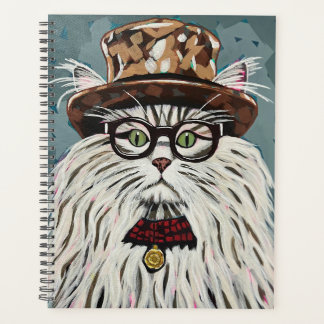 Kat met pet en bril planner