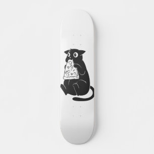 Kat met pizza in de mond - Kies achterkleur Skateboard