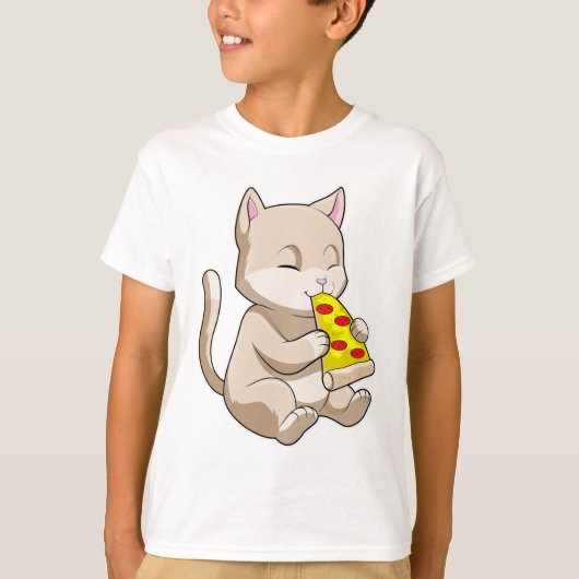 Kat met Pizza T-shirt (Voorkant)