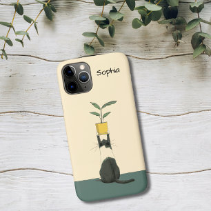 Kat met Plant iPhone 11 Pro Hoesje