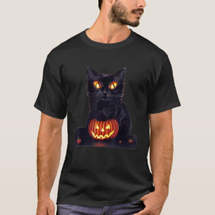 Kat Met Pompoengezicht - Cool Halloween Grafisch O T-shirt