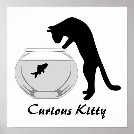 Kat met Poster van de vis Bowl (Voorkant)