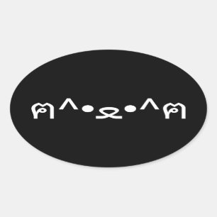 Kat met poten euticon ฅ^・ع・^ฅ Japanse Kaomoji Ov Ovale Sticker