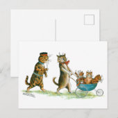Kat met Pram Louis Wain Briefkaart (Voorkant / Achterkant)