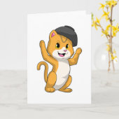 Kat met Ramenkom Kaart (Gele Bloem)