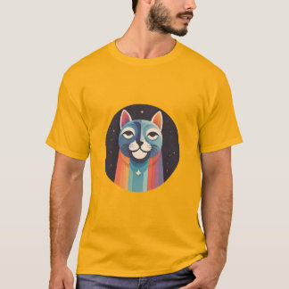 Kat met regenboog aura t-shirt