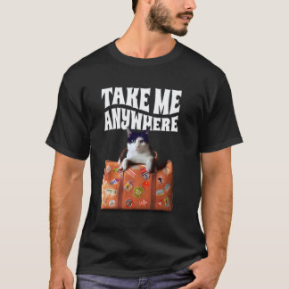 Kat met reistas - neem me overal mee t-shirt