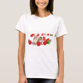 Kat met rode kerstkerstkerstkerstsieraad t-shirt (Voorkant)