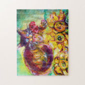 KAT MET RODE RIBBON EN ZONNEN LEGPUZZEL (Verticaal)