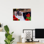 KAT MET RODE ROSEN POSTER (Thuiskantoor)