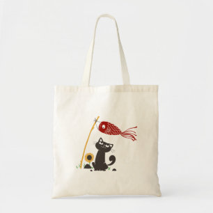 Kat met rolgordel en glansmachine - achtergrondkle tote bag