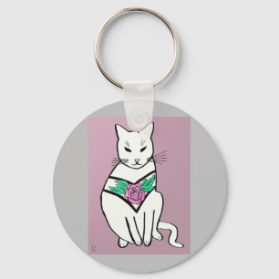 Kat met Roos kraag Sleutelhanger