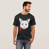 Kat met Roos Valentijnsdag Kute V-Day Keukenkit T-shirt (Voorkant volledig)