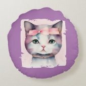 Kat met roze boog rond kussen (Achterkant)