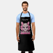 Kat met roze rozen gepersonaliseerd aangepaste Sch Schort (Gedragen)