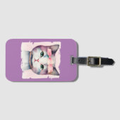  Kat met roze strik Bagagelabel (Voorkant (horizontaal))