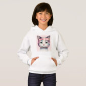  Kat met roze strik hoodie (Voorkant volledig)