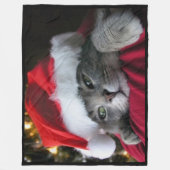 Kat met Santa Hat Fleece Blanket Deken (Voorkant)