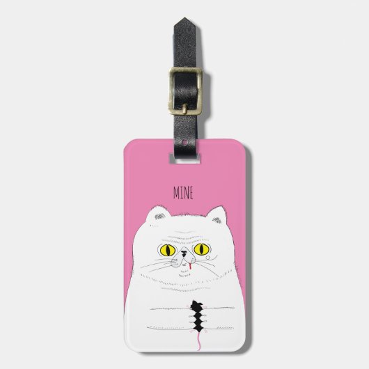 Kat met schimmeldragende muis bagagelabel (Voorkant verticaal)