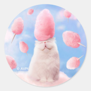 Kat met Snoepjes haar Ronde Sticker
