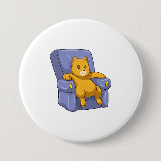 Kat met Sofa Ronde Button 7,6 Cm (Voorkant)