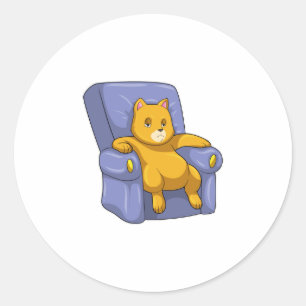 Kat met Sofa Ronde Sticker