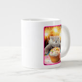 Kat met Sparkler Cupcake Extra Grote Beker (Voorkant rechts)