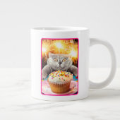 Kat met Sparkler Cupcake Extra Grote Beker (Rechts)